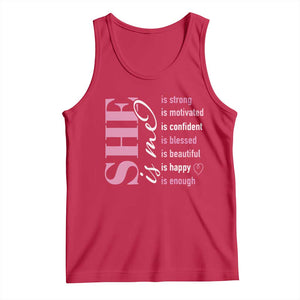 Woman Affirmation Tank Top She Is Strong Motivated Confident Blessed Beautiful TS11 Red Print Your Wear
