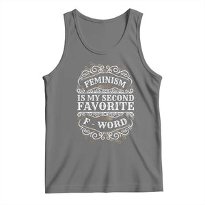 Feminism Is My Second Favorite F Word Tank Top Feminist TS11 Black Heather Print Your Wear