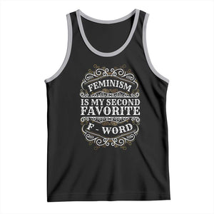 Feminism Is My Second Favorite F Word Tank Top Feminist TS11 Black Athletic Heather Print Your Wear