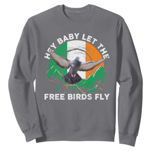 Irish Pride Sweatshirt Hey Baby Let The Free Birds Fly Ireland Flag TS11 Charcoal Print Your Wear