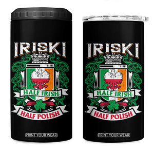 Iriski Half Irish Half Polish 4 in 1 Can Cooler Tumbler Polish St Patricks Day Eagle TS11 One Size: 16 oz Black Print Your Wear