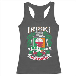 Iriski Half Irish Half Polish Racerback Tank Top Polish St Patricks Day Eagle TS11 Dark Heather Print Your Wear