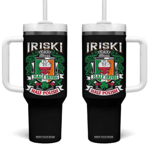 Iriski Half Irish Half Polish Tumbler With Handle Polish St Patricks Day Eagle TS11 One Size: 40 oz Black Print Your Wear