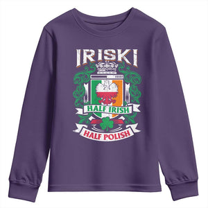 Iriski Half Irish Half Polish Youth Sweatshirt Polish St Patricks Day Eagle TS11 Purple Print Your Wear
