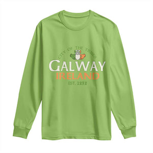 Claddagh Galway Ireland Long Sleeve Shirt City Of The Tribes Est 1232 TS11 Lime Print Your Wear