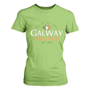 Claddagh Galway Ireland T Shirt For Women City Of The Tribes Est 1232 TS11 Lime Print Your Wear