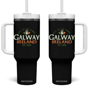 Claddagh Galway Ireland Tumbler With Handle City Of The Tribes Est 1232 TS11 One Size: 40 oz Black Print Your Wear
