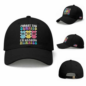 Funny Easter Forget The Bunnies I Am Chasing Hunnies Baseball Cap TS11 Baseball Cap Universal Fit Black Print Your Wear