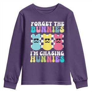 Funny Easter Forget The Bunnies I Am Chasing Hunnies Youth Sweatshirt TS11 Purple Print Your Wear