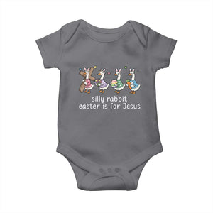 Funny Easter Day Silly Goose Baby Onesie Silly Rabbit Easter Is For Jesus TS11 Charcoal Print Your Wear