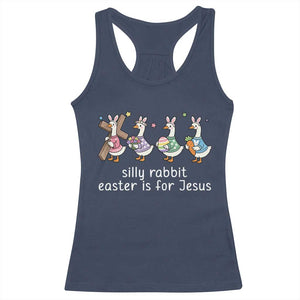 Funny Easter Day Silly Goose Racerback Tank Top Silly Rabbit Easter Is For Jesus TS11 Navy Print Your Wear