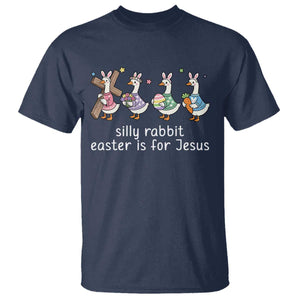Funny Easter Day Silly Goose T Shirt Silly Rabbit Easter Is For Jesus TS11 Navy Print Your Wear
