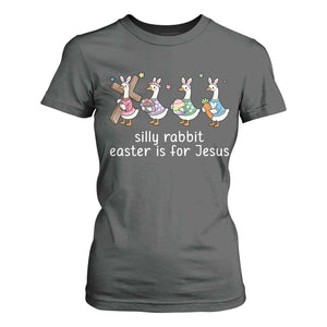 Funny Easter Day Silly Goose T Shirt For Women Silly Rabbit Easter Is For Jesus TS11 Dark Heather Print Your Wear
