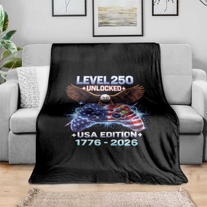 USA 250th Anniversary Gamer Throw Blanket Level 250 USA Edition 1776 2026 Bald Eagle TS11 Print Your Wear