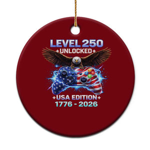 USA 250th Anniversary Gamer Ceramic Ornament Level 250 USA Edition 1776 2026 Bald Eagle TS11 1pc Red Print Your Wear