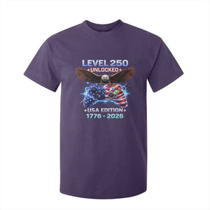 USA 250th Anniversary Gamer T Shirt For Kid Level 250 USA Edition 1776 2026 Bald Eagle TS11 Purple Print Your Wear