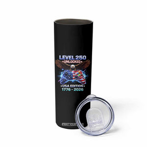 USA 250th Anniversary Gamer Skinny Tumbler Level 250 USA Edition 1776 2026 Bald Eagle TS11 Print Your Wear