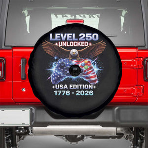 USA 250th Anniversary Gamer Spare Tire Cover Level 250 USA Edition 1776 2026 Bald Eagle TS11 Black Print Your Wear