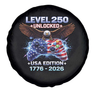 USA 250th Anniversary Gamer Spare Tire Cover Level 250 USA Edition 1776 2026 Bald Eagle TS11 Print Your Wear
