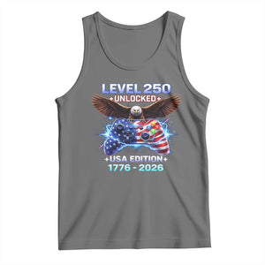 USA 250th Anniversary Gamer Tank Top Level 250 USA Edition 1776 2026 Bald Eagle TS11 Black Heather Print Your Wear