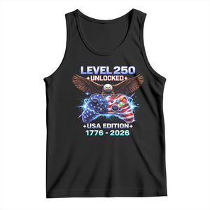 USA 250th Anniversary Gamer Tank Top Level 250 USA Edition 1776 2026 Bald Eagle TS11 Black Print Your Wear