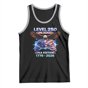 USA 250th Anniversary Gamer Tank Top Level 250 USA Edition 1776 2026 Bald Eagle TS11 Black Athletic Heather Print Your Wear