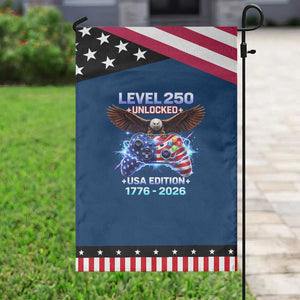 USA 250th Anniversary Gamer Garden Flag Level 250 USA Edition 1776 2026 Bald Eagle TS11 Classic Blue Black Print Your Wear