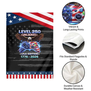 USA 250th Anniversary Gamer Garden Flag Level 250 USA Edition 1776 2026 Bald Eagle TS11 Print Your Wear
