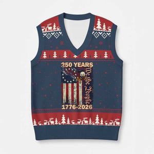 250th Anniversary USA Patriotic V-Neck Knit Sweater Vest 250 Years We The People Vintage Bald Eagle TS11 Navy Red Print Your Wear