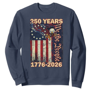 250th Anniversary USA Patriotic Sweatshirt 250 Years We The People Vintage Bald Eagle TS11 Navy Print Your Wear