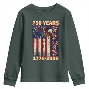 250th Anniversary USA Patriotic Youth Sweatshirt 250 Years We The People Vintage Bald Eagle TS11 Dark Forest Green Print Your Wear