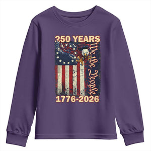 250th Anniversary USA Patriotic Youth Sweatshirt 250 Years We The People Vintage Bald Eagle TS11 Purple Print Your Wear