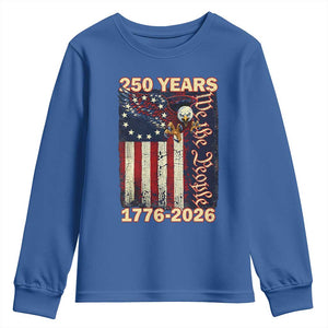 250th Anniversary USA Patriotic Youth Sweatshirt 250 Years We The People Vintage Bald Eagle TS11 Royal Blue Print Your Wear