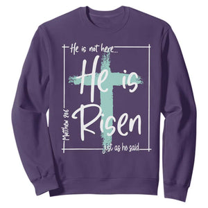 Easter He Is Risen Sweatshirt He Is Not Here Christian Cross TS11 Purple Print Your Wear