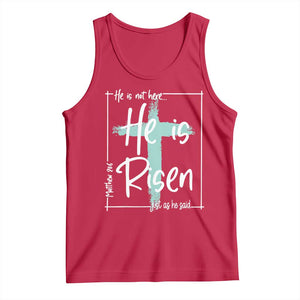 Easter He Is Risen Tank Top He Is Not Here Christian Cross TS11 Red Print Your Wear