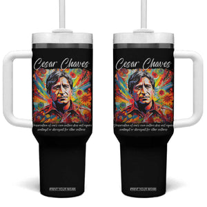 Cesar Chavez Tumbler With Handle Preservation Of Ones Own Culture Does Not Require Contempt TS11 One Size: 40 oz Black Print Your Wear
