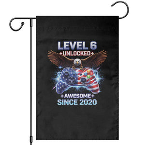 Funny 6th Birthday Garden Flag Level 6 Unlocked Awesome Since 2020 USA Gamer TS11 Black Print Your Wear