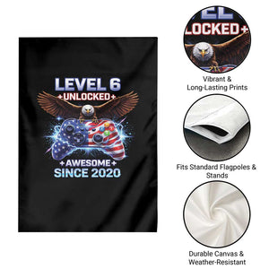 Funny 6th Birthday Garden Flag Level 6 Unlocked Awesome Since 2020 USA Gamer TS11 Print Your Wear