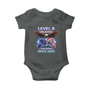 Funny 6th Birthday Baby Onesie Level 6 Unlocked Awesome Since 2020 USA Gamer TS11 Dark Heather Print Your Wear
