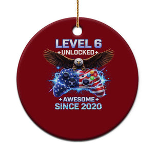 Funny 6th Birthday Ceramic Ornament Level 6 Unlocked Awesome Since 2020 USA Gamer TS11 1pc Red Print Your Wear
