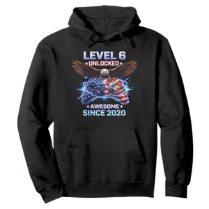 Funny 6th Birthday Hoodie Level 6 Unlocked Awesome Since 2020 USA Gamer TS11 Black Print Your Wear