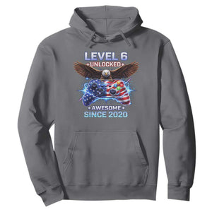 Funny 6th Birthday Hoodie Level 6 Unlocked Awesome Since 2020 USA Gamer TS11 Charcoal Print Your Wear