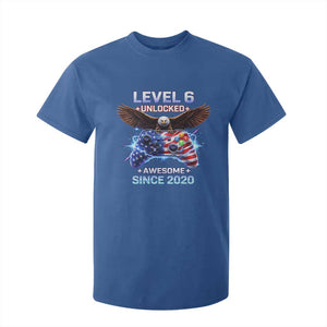 Funny 6th Birthday T Shirt For Kid Level 6 Unlocked Awesome Since 2020 USA Gamer TS11 Royal Blue Print Your Wear