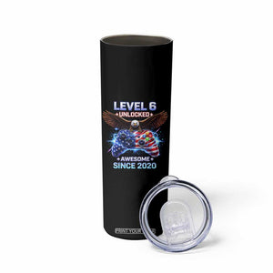 Funny 6th Birthday Skinny Tumbler Level 6 Unlocked Awesome Since 2020 USA Gamer TS11 Print Your Wear
