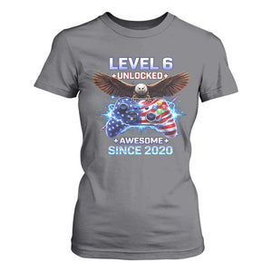 Funny 6th Birthday T Shirt For Women Level 6 Unlocked Awesome Since 2020 USA Gamer TS11 Charcoal Print Your Wear