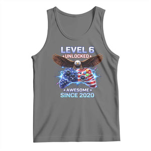 Funny 6th Birthday Tank Top Level 6 Unlocked Awesome Since 2020 USA Gamer TS11 Black Heather Print Your Wear