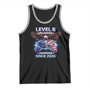 Funny 6th Birthday Tank Top Level 6 Unlocked Awesome Since 2020 USA Gamer TS11 Black Athletic Heather Print Your Wear