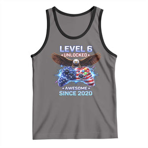 Funny 6th Birthday Tank Top Level 6 Unlocked Awesome Since 2020 USA Gamer TS11 Deep Heather Black Print Your Wear