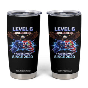 Funny 6th Birthday Tumbler Cup Level 6 Unlocked Awesome Since 2020 USA Gamer TS11 Black Print Your Wear