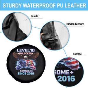 Funny 10th Birthday Spare Tire Cover Level 10 Unlocked Awesome Since 2016 USA Gamer TS11 Print Your Wear